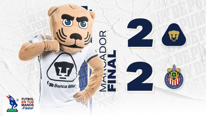 Fuente: @pumasmx Pumas vs Chivas empate