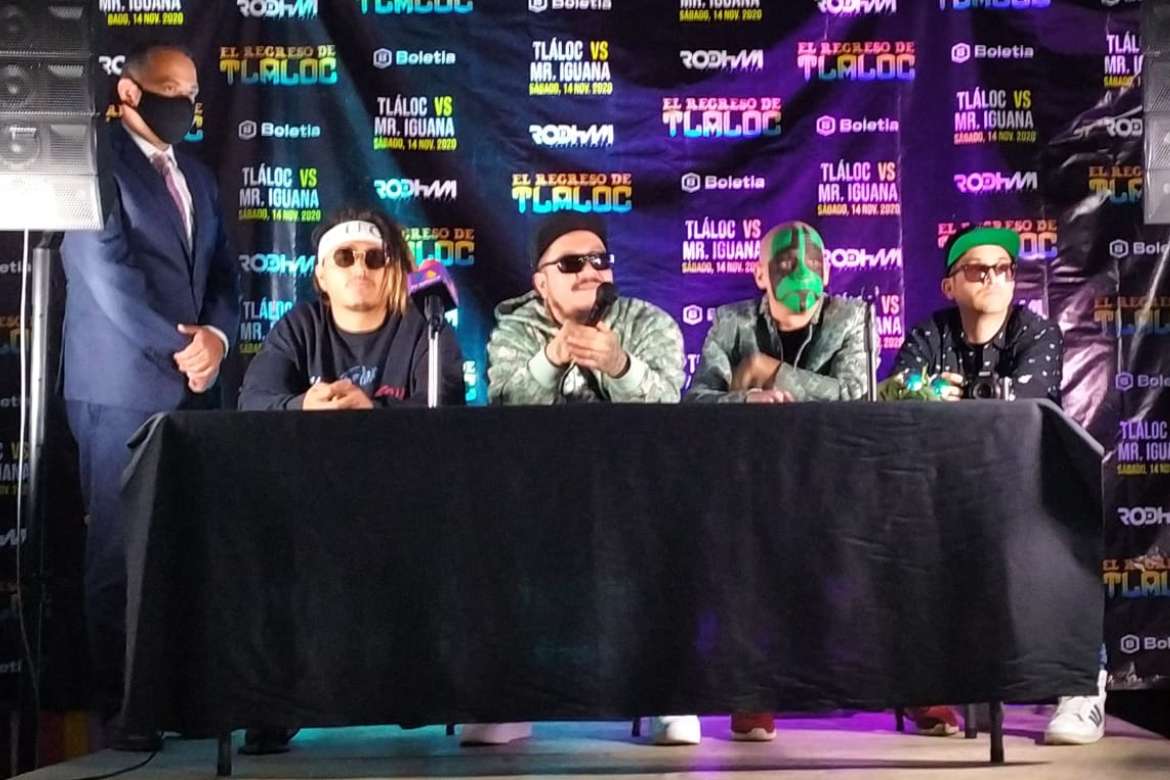 Lalo Elizarrarás Mr. Iguana Conferencia de Prensa El Regreso de Tláloc Lalo Elizarrarás Mr Iguana