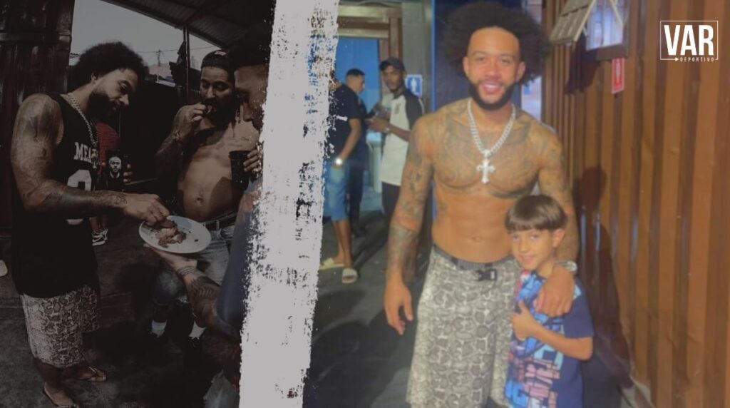 Depay, estrella de Corinthians, en una favela
