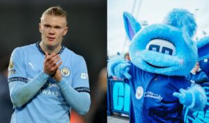 Erling Halaand y el problema con la mascota del Manchester City