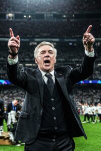 Carlo Ancelotti festejando títulos con el Real Madrid