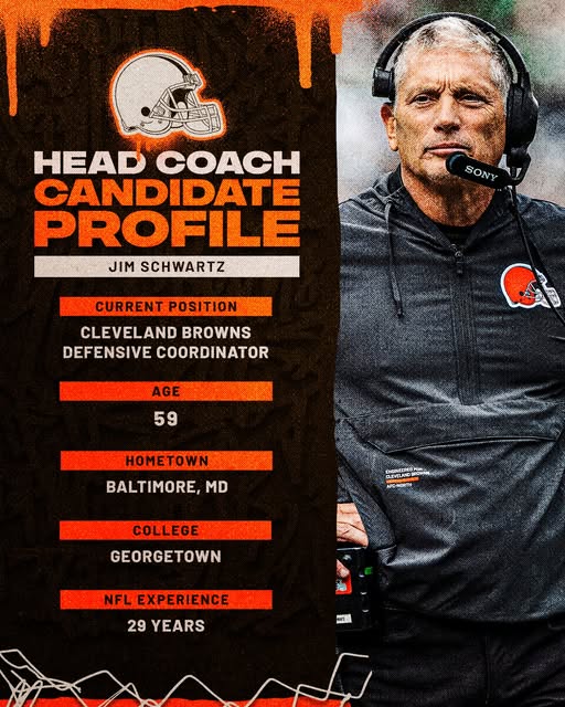 Jim Schwartz, coordinador defensivo de los Browns, es uno de los candidatos como coach.