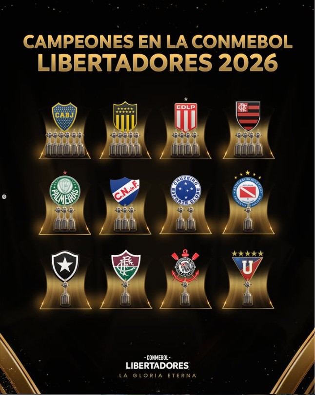 La edición 2026 de la Copa Libertadores tendrá la participación de 12 campeones de ediciones anteriores