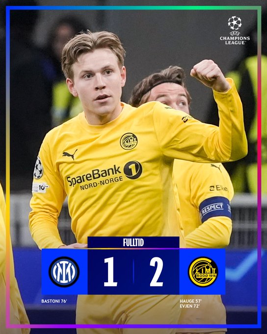 El equipo noruego Bodo Glimt logró un resultado histórico tras echar al subcampeón vigente, Inter de Milán, de la Champions League
