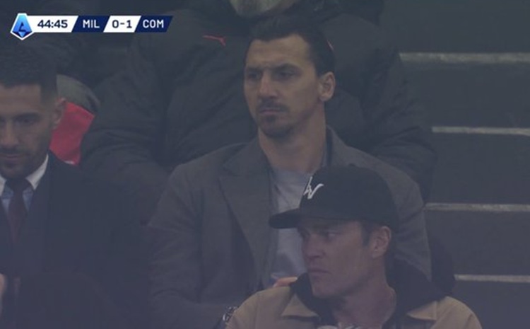 Tom Brady y Zlatan presenciaron el partido entre Milan y Como de la Serie A