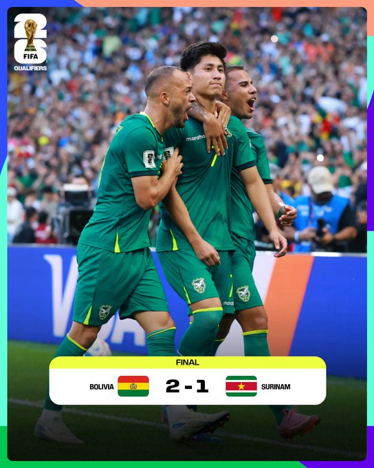 Bolivia vino de atrás en el segundo tiempo para eliminar a Surinam en Monterrey y ahora jugará por su boleto al Mundial contra Irak.