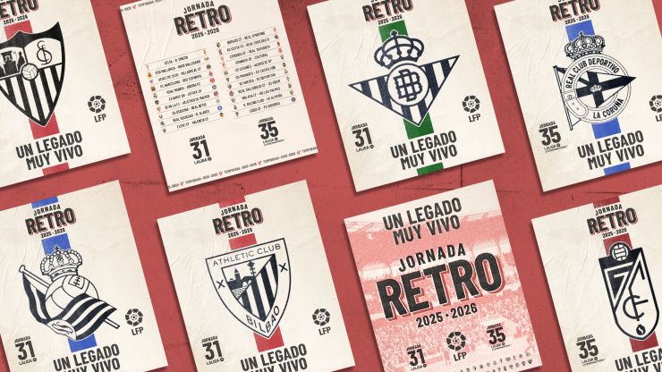 Cartel oficial de la primera Jornada Retro de LaLiga 2026 que se jugará en abril