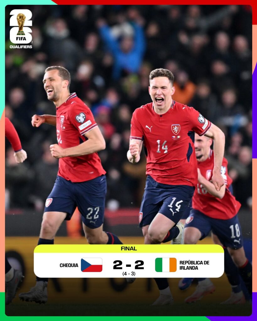 En un partido dramático, Chequia venció en penaltis a la República de Irlanda.