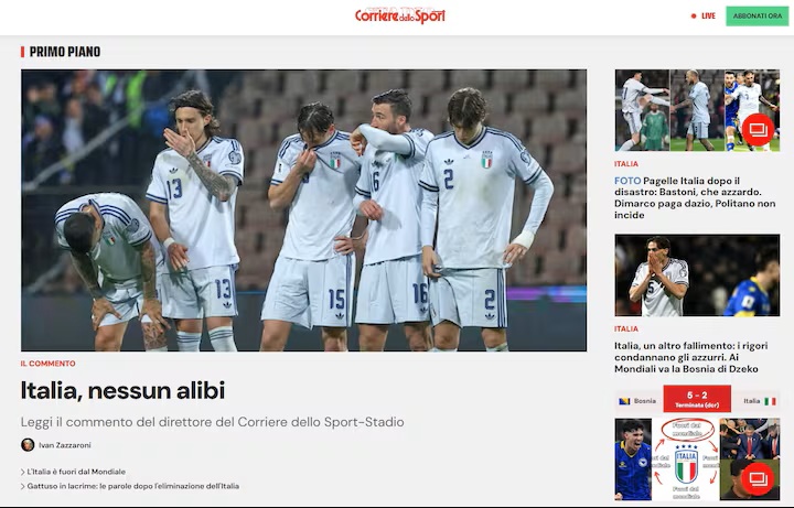 Italia no ha participado en la Copa del Mundo desde el ya lejano Brasil 2014