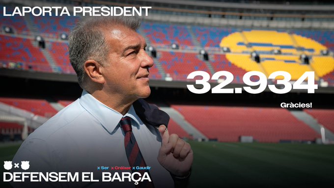 Joan Laporta obtuvo el 69% de la votación para un nuevo periodo como presidente del Barcelona