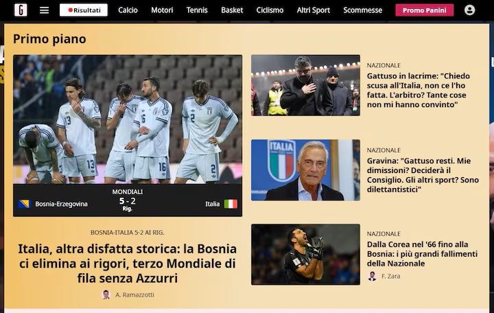 La prensa italiana fue contundente con la grave crisis que enfrenta su selección desde hace más de una década
