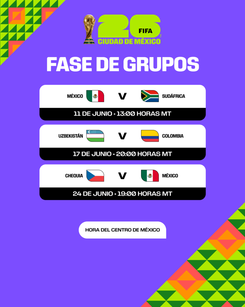 Calendario de México para la primera fase del Mundial 2026