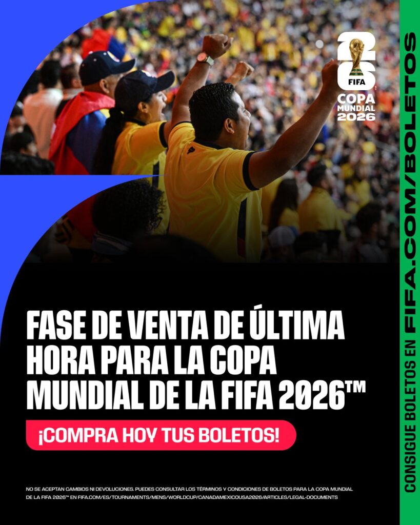 El pasado 1 de abril, la FIFA puso en marcha la última fase de la venta de boletos para el Mundial 2026