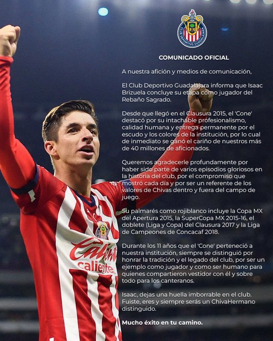 Isaac Bruzuela jugó 11 años con Chivas, hasta el mes de diciembre de 2025