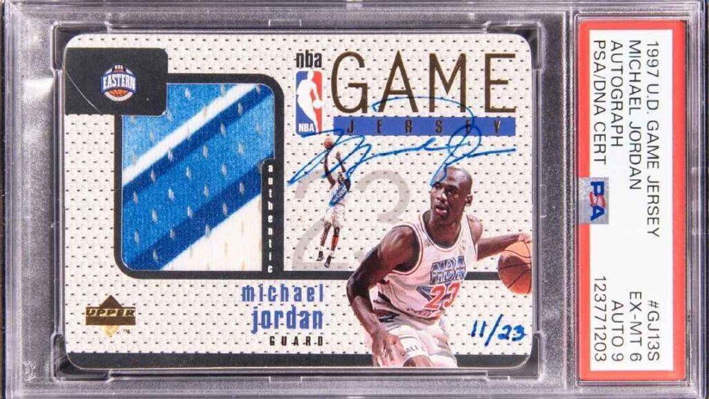 La tarjeta de Michael Jordan de la serie Upper Deck Game Jersey de 1997-98 alcanzó un precio en subasta de $4.25 millones