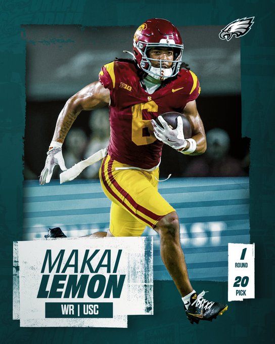 Los Eagles anunciaron a Makai Lemon como su selección de Primera Ronda en el Draft NFL 2026