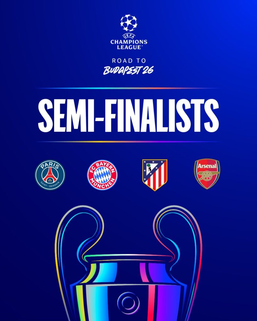 Quedan cuatro equipos con vida para disputar el título de la Champions el próximo 30 de mayo en Budapest