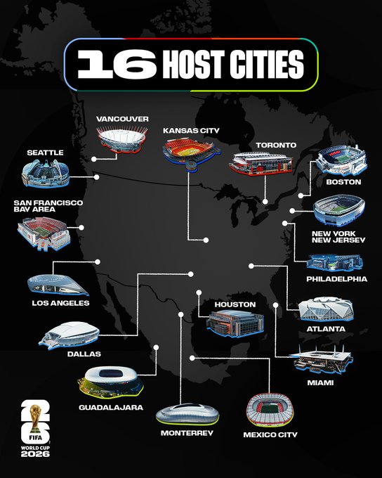 Estas son las 16 ciudades sede para el Mundial 2026, 11 de ellas en EE.UU.