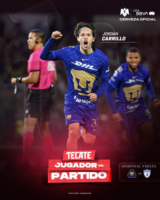 Jordan Carrillo ha sido la figura de los Pumas en la Liguilla y este domingo anotó el gol del pase a la final