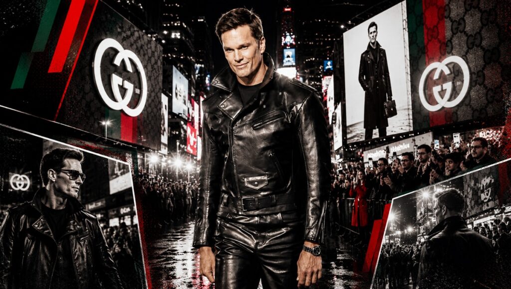 Tom Brady debuta como modelo de Gucci en Times Square