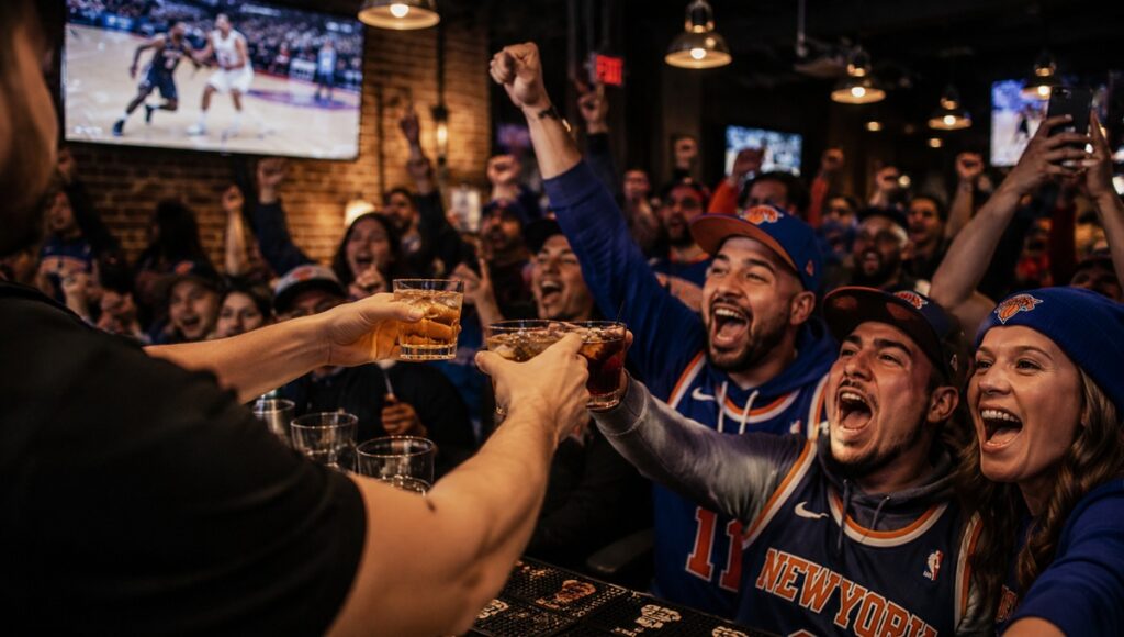 Bar de NY regaló tragos a fans Knicks tras su primera victoria en las Finales 2026