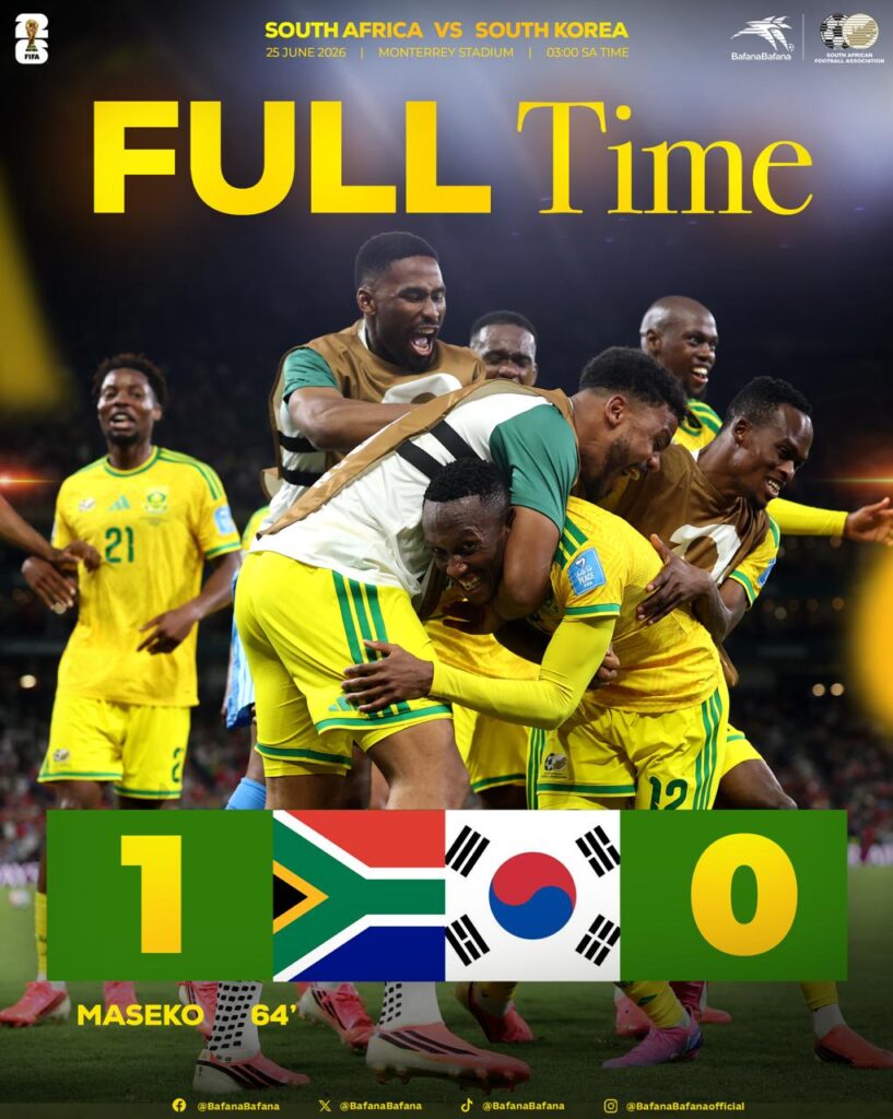 Sudáfrica perdió con México, empató con Chequia y venció a Corea para avanzar como segundo lugar del Grupo A