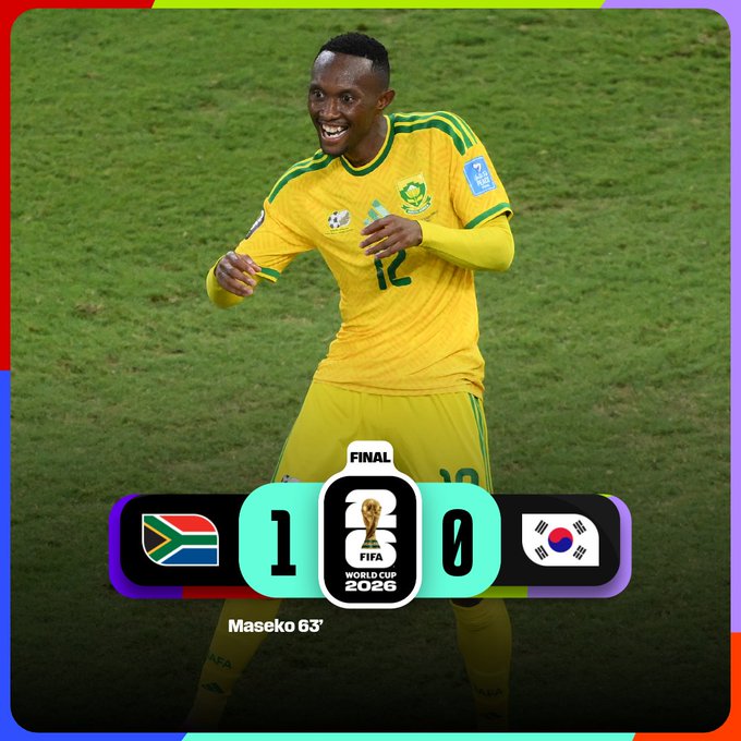 Sudáfrica sorprendió a Corea y consiguió un pase histórico a una segunda ronda del Mundial