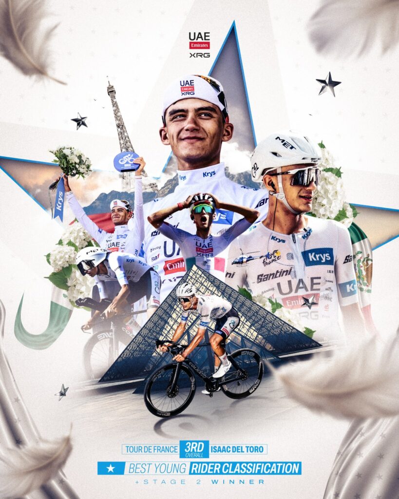 Del Toro se quedó con el mallón blanco como campeón juvenil del Tour de Francia