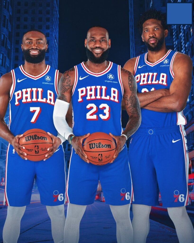 Los Sixers armaron un gran tridente ofensivo con Jaylen Brown, LeBron James y Joe Embiid
