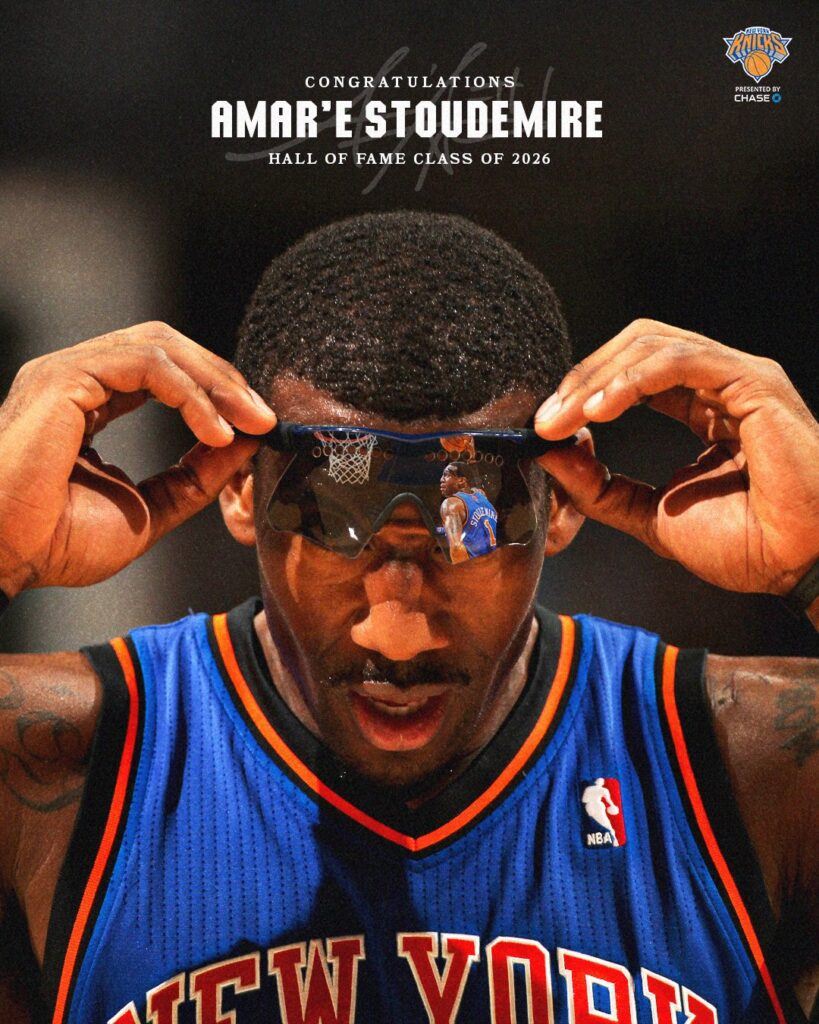 Amar'e Estudemire es un exjugador de Knicks que fue exaltado al Salón de la Fama de la NBA en 2026