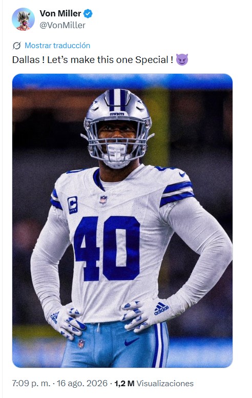 Casi al final de su carrera, los Cowboys por fin podrán contar con Von Miller en sus filas