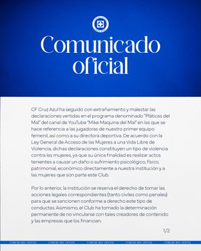El Cruz Azul femenil también emitió un comunicado lamentando el caso