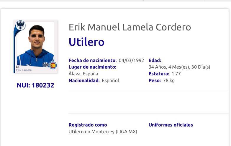Erik Lamela fue registrado fraudulentamente como utilero de Rayados para brincar el reglamento de la Liga MX