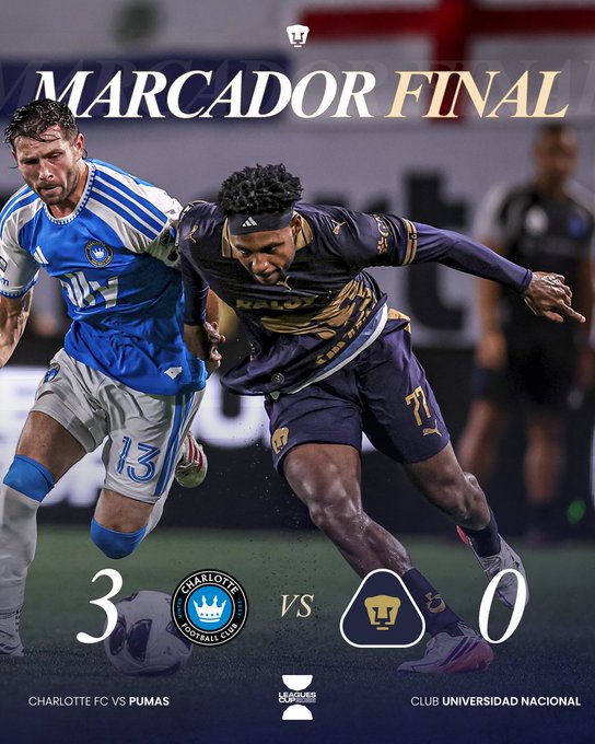 Pumas fue goleado en su presentación en la Leagues Cup en su visita a Charlotte FC