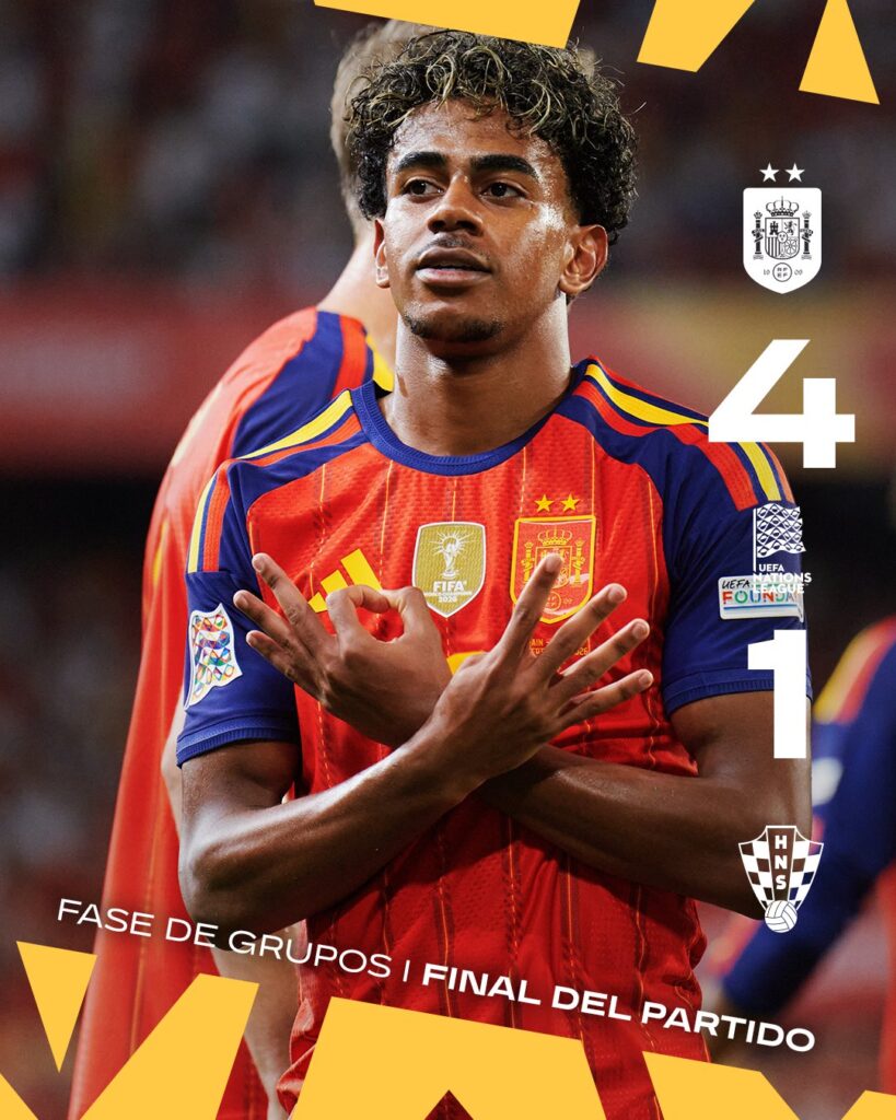 España terminó goleando a Croacia en Sevilla en su segundo partido de la Nations League