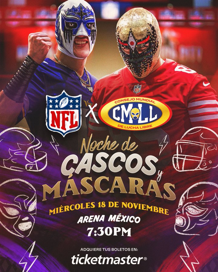 El CMLL será parte de los eventos relacionados con el regreso de la NFL a la Ciudad de México tras dos años de ausencia