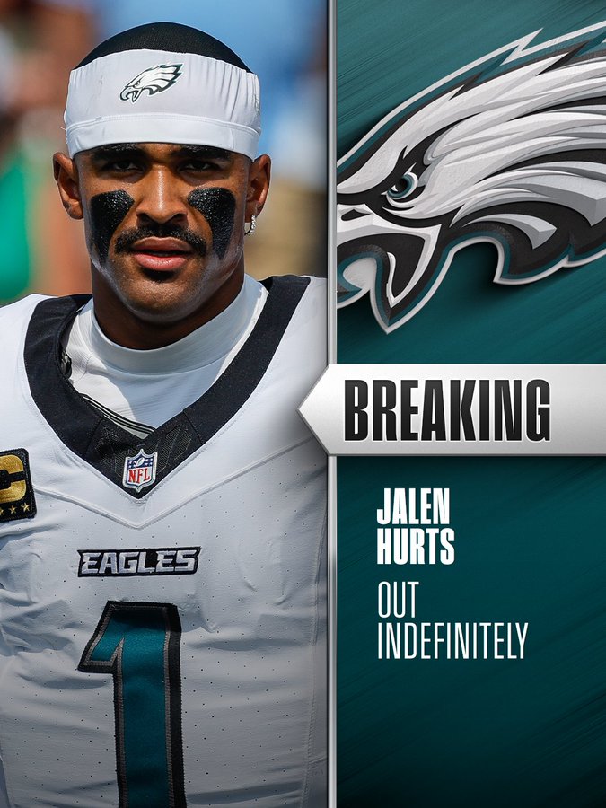 Jalen Hurts fue diagnosticado con coágulos en los pulmones y quedará fuera el resto de la temporada para los Eagles
